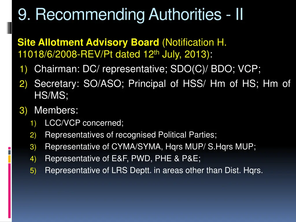 9 recommending authorities ii