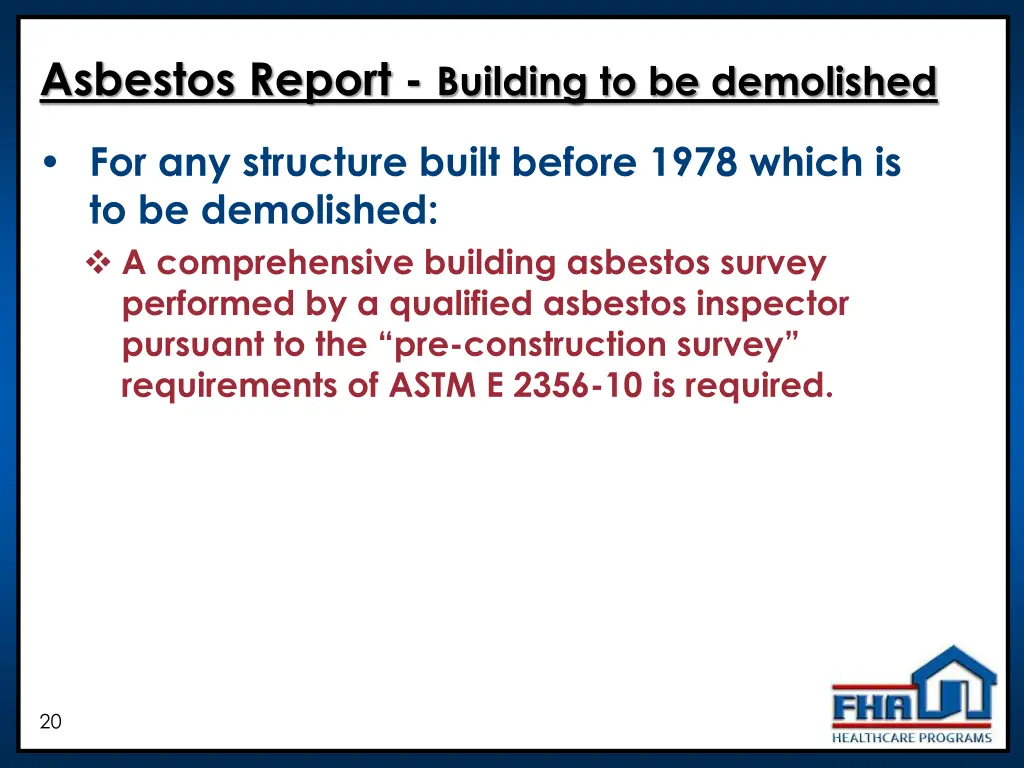 asbestos report building to be demolished