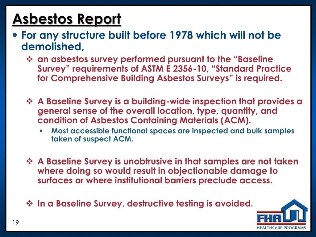 asbestos report for any structure built before