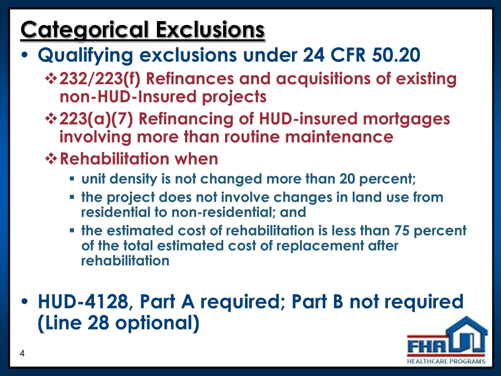 categorical exclusions qualifying exclusions