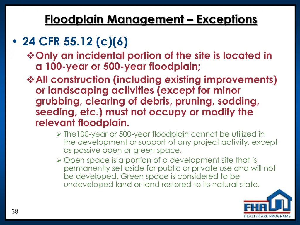 floodplain management exceptions 1