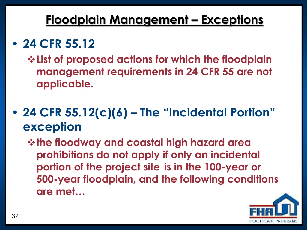 floodplain management exceptions