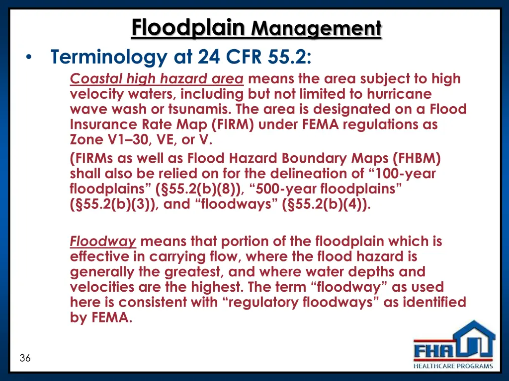 floodplain management terminology