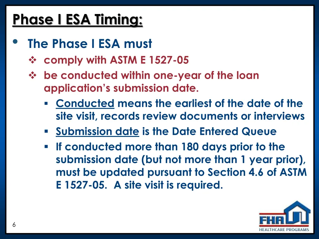 phase i esa timing the phase i esa must comply