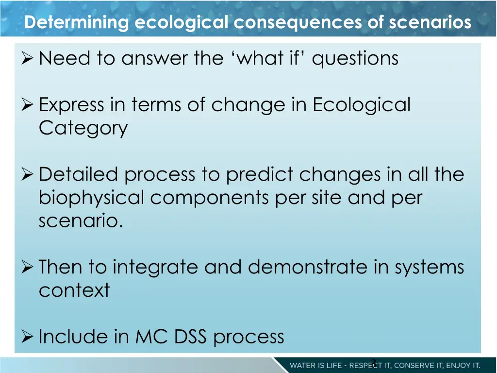 determining ecological consequences of scenarios