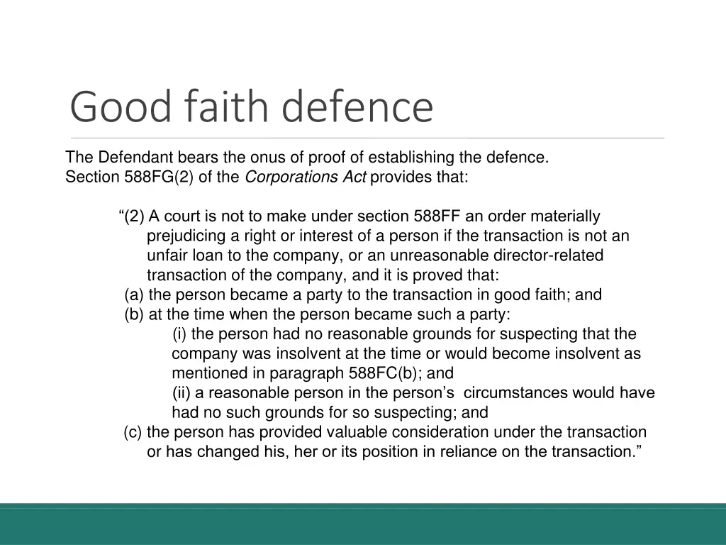 good faith defence