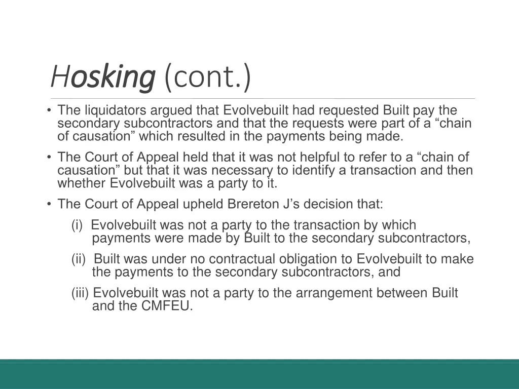 hosking osking cont the liquidators argued that