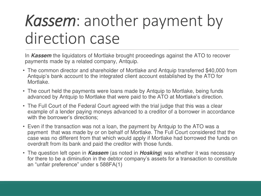 kassem kassem another payment by direction case