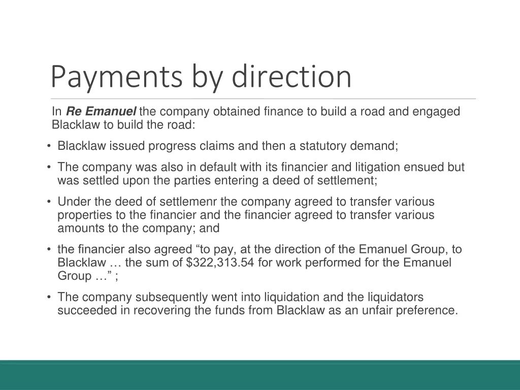 payments by direction