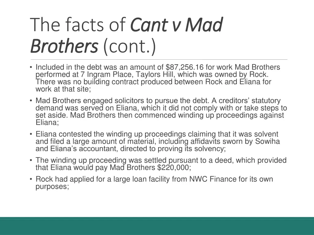 the facts of cant v mad brothers brothers cont