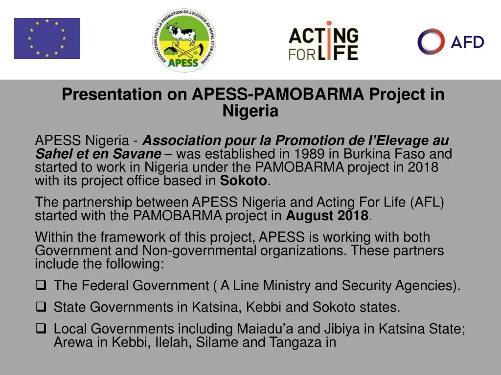 presentation on apess pamobarma project in nigeria