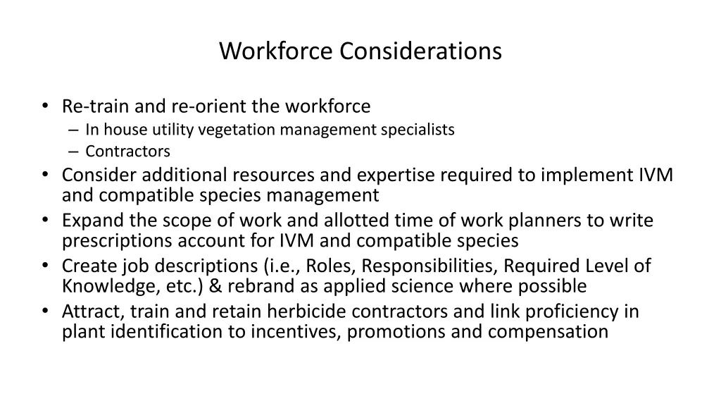 workforce considerations