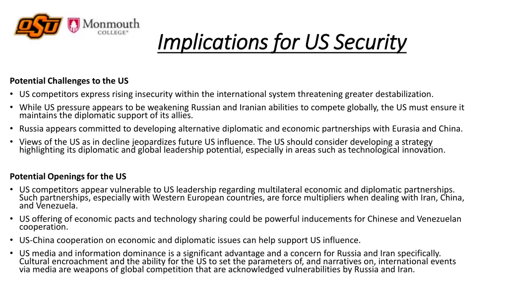 implications for us security implications