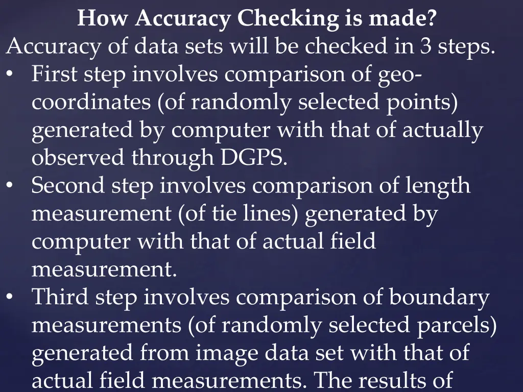 how accuracy checking is made accuracy of data