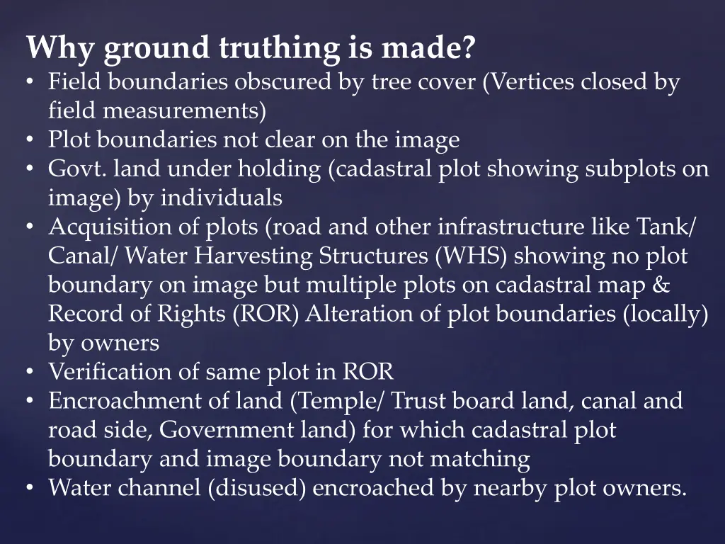 why ground truthing is made field boundaries