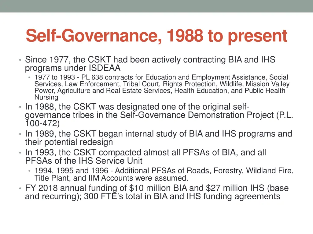 self governance 1988 to present