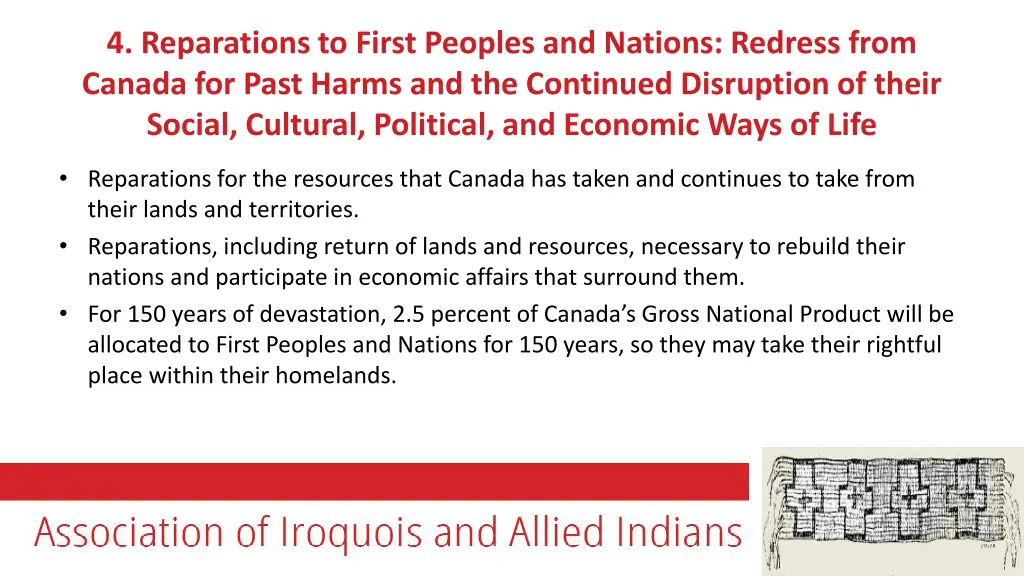 4 reparations to first peoples and nations