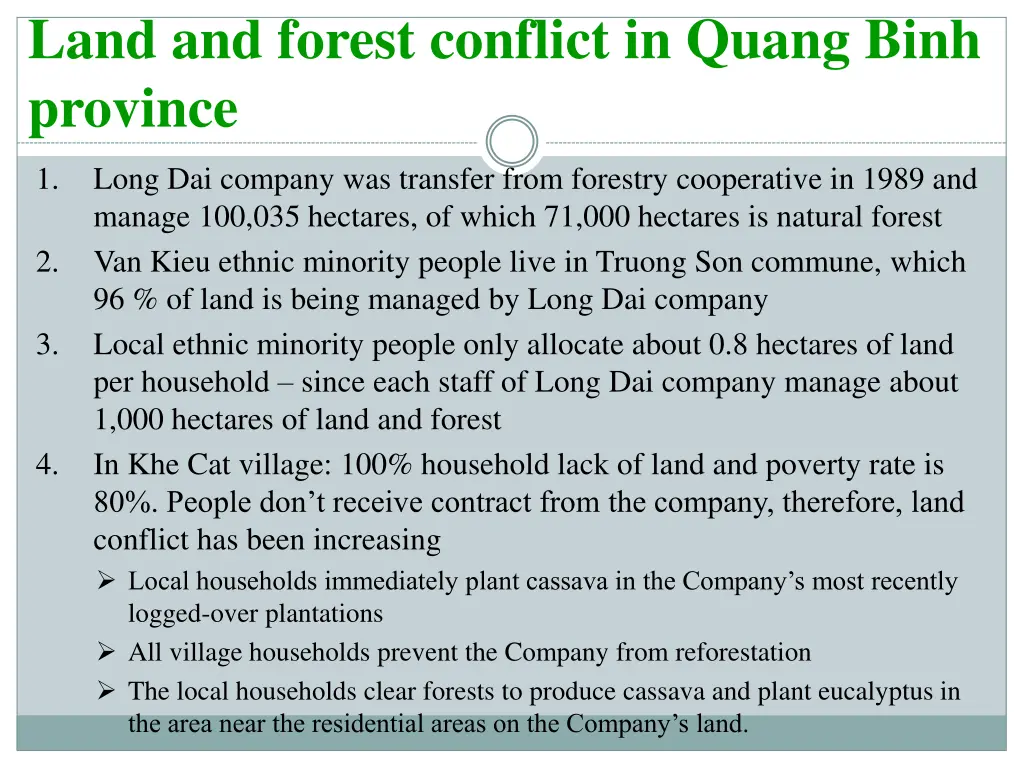 land and forest conflict in quang binh province