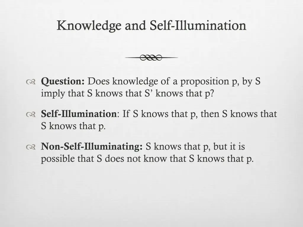 knowledge and self illumination