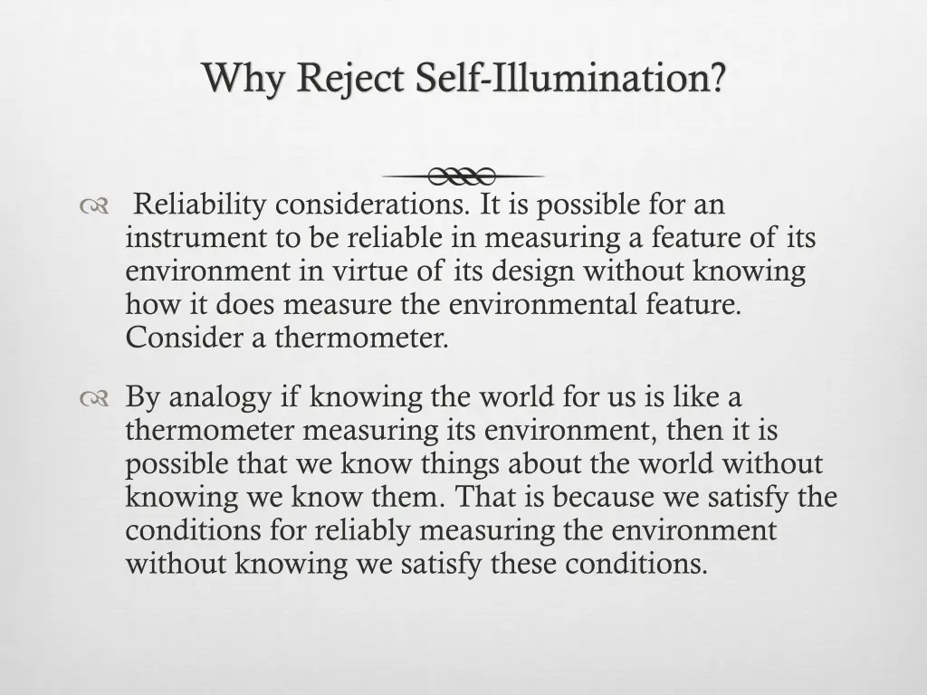 why reject self illumination