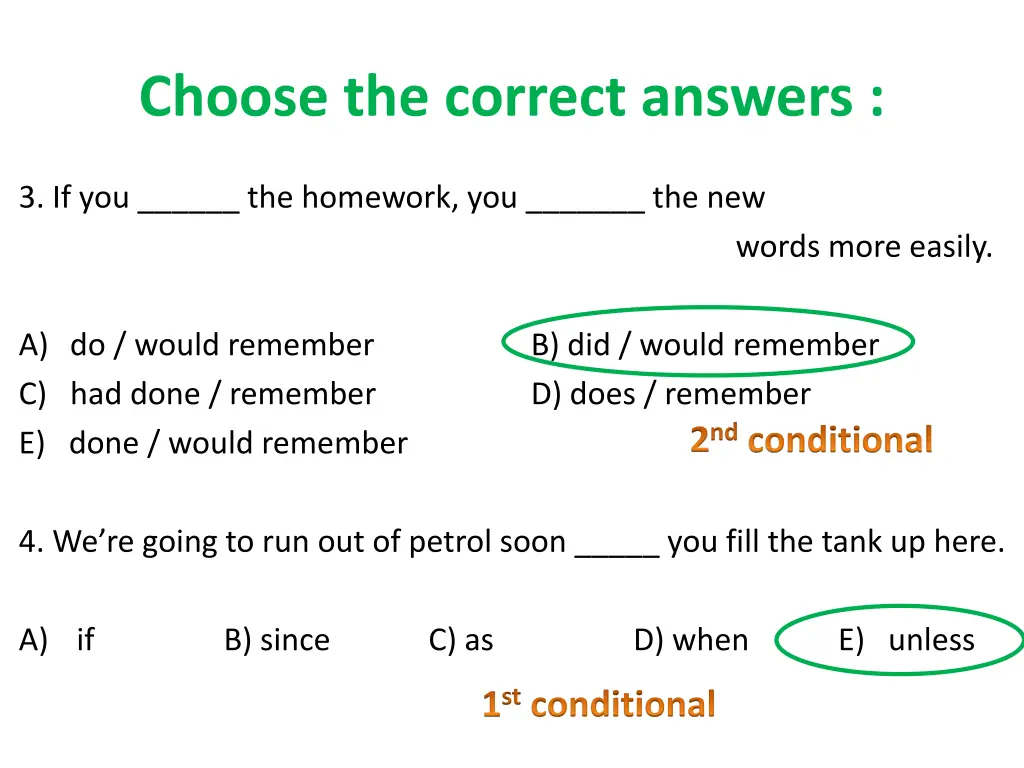 choose the correct answers 1