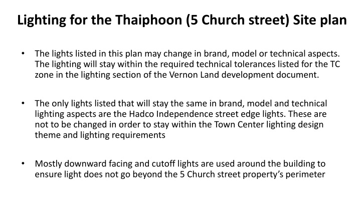 lighting for the thaiphoon 5 church street site