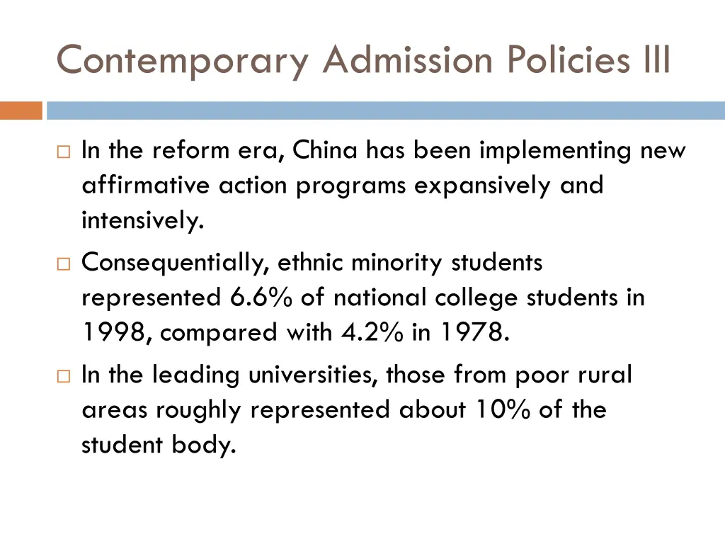 contemporary admission policies iii