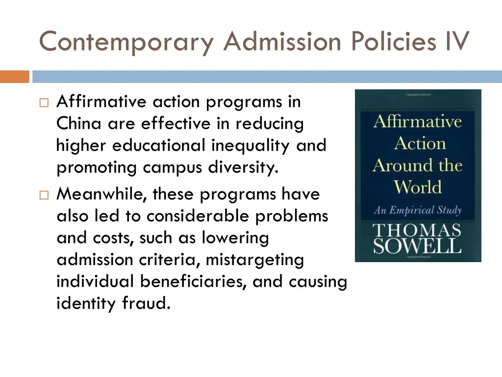 contemporary admission policies iv