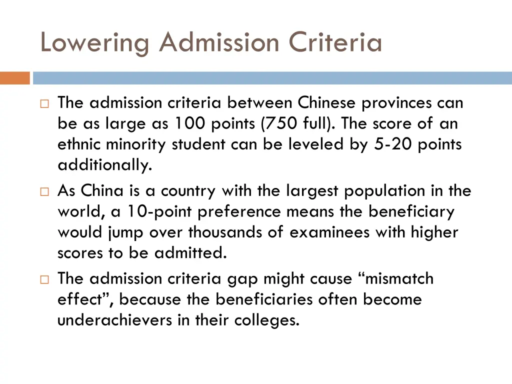 lowering admission criteria