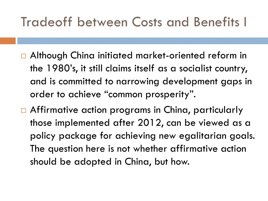 tradeoff between costs and benefits i