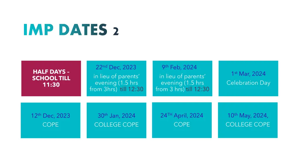 imp dates 2