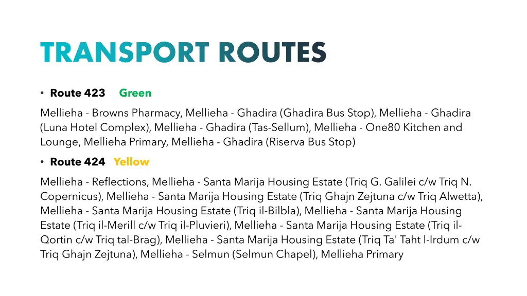 transport routes