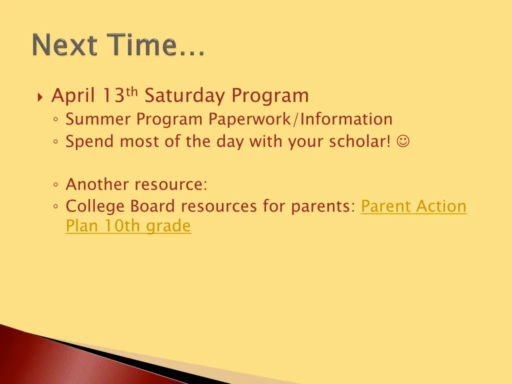 april 13 th saturday program summer program