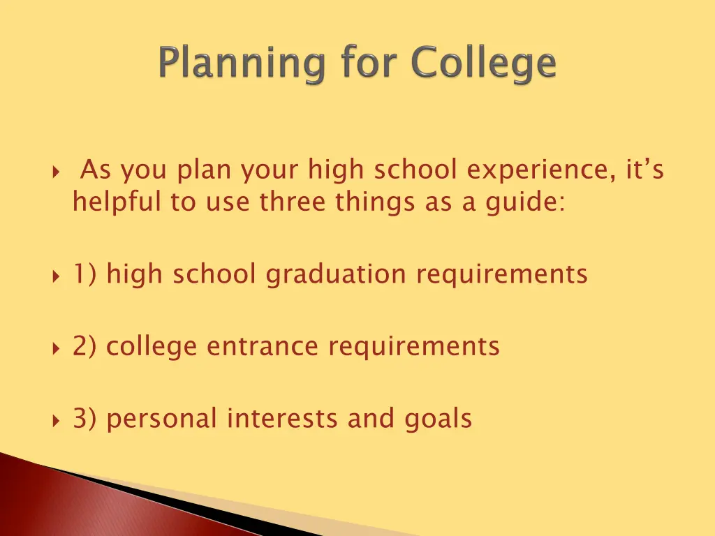 as you plan your high school experience