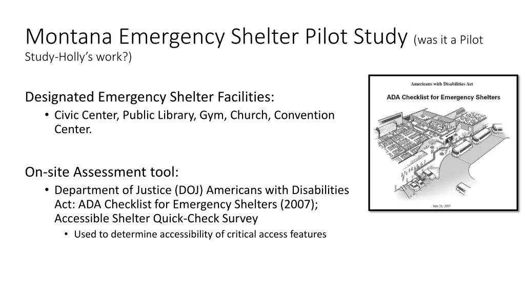 montana emergency shelter pilot study