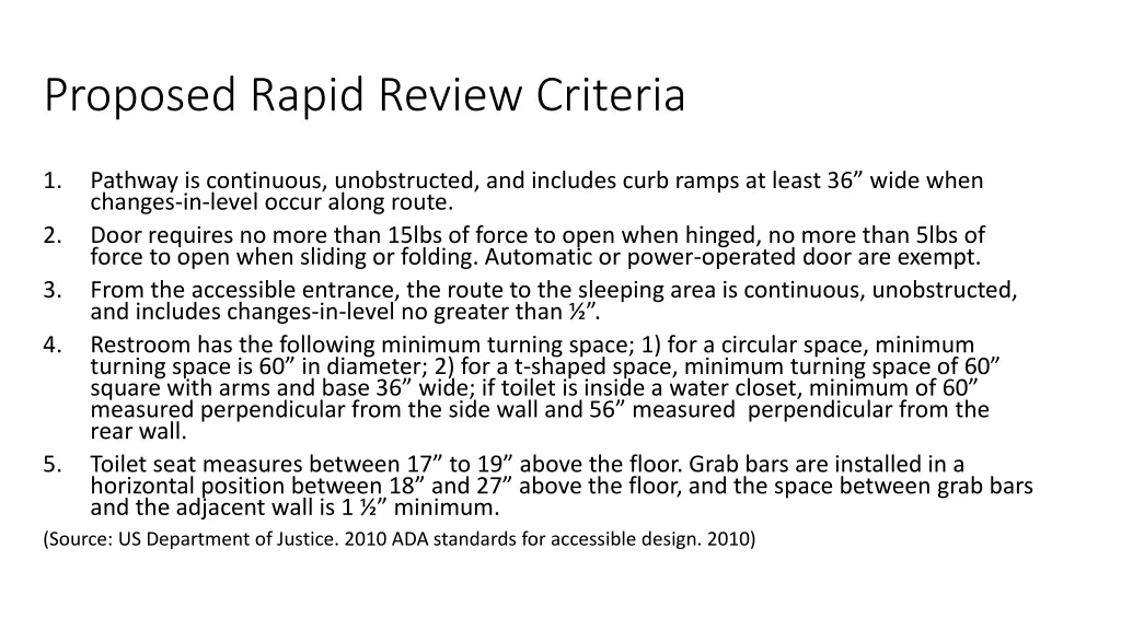 proposed rapid review criteria