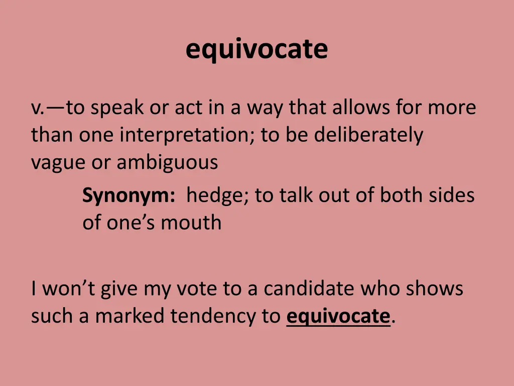 equivocate