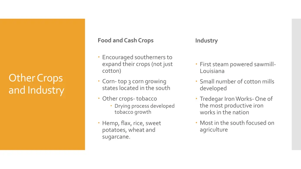 food and cash crops