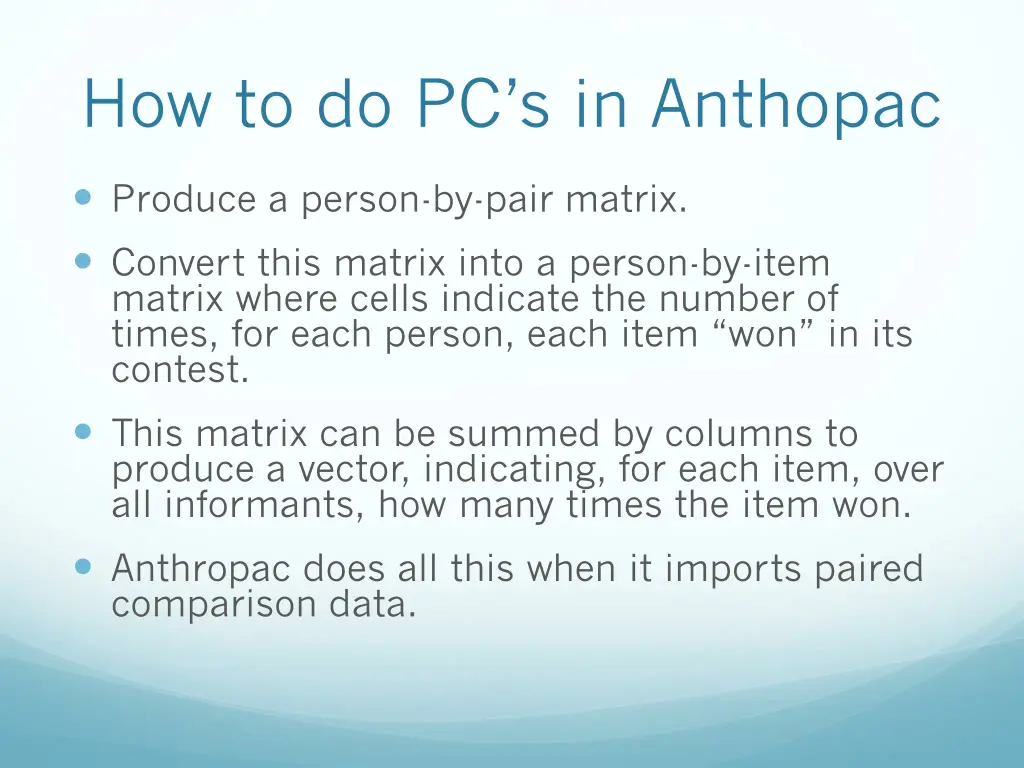 how to do pc s in anthopac