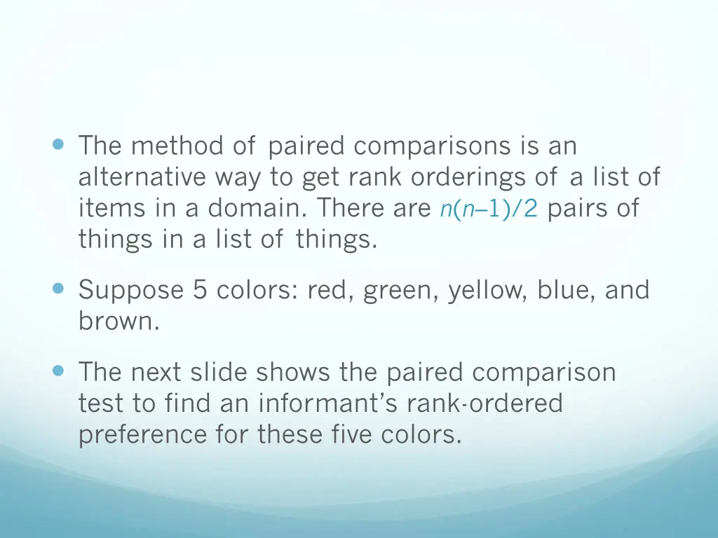 the method of paired comparisons