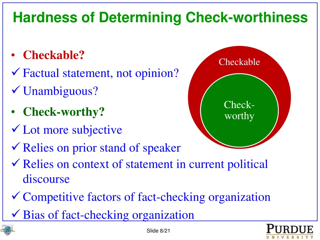 hardness of determining check worthiness