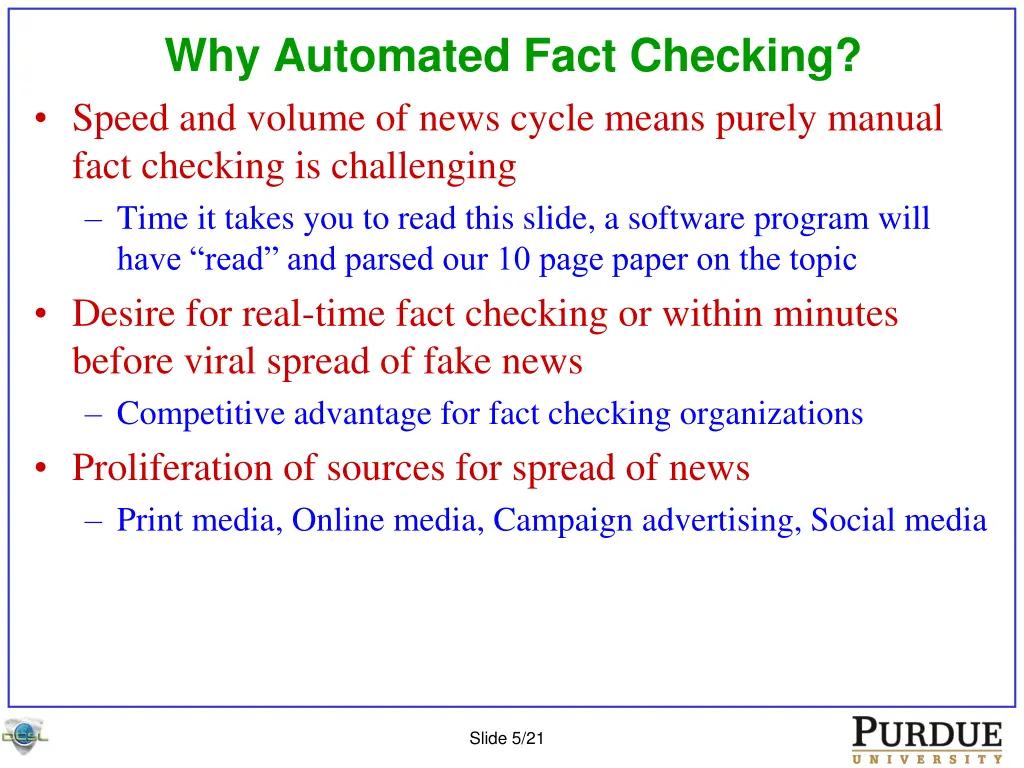 why automated fact checking speed and volume