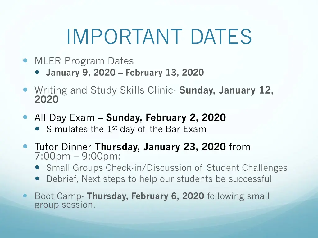 important dates