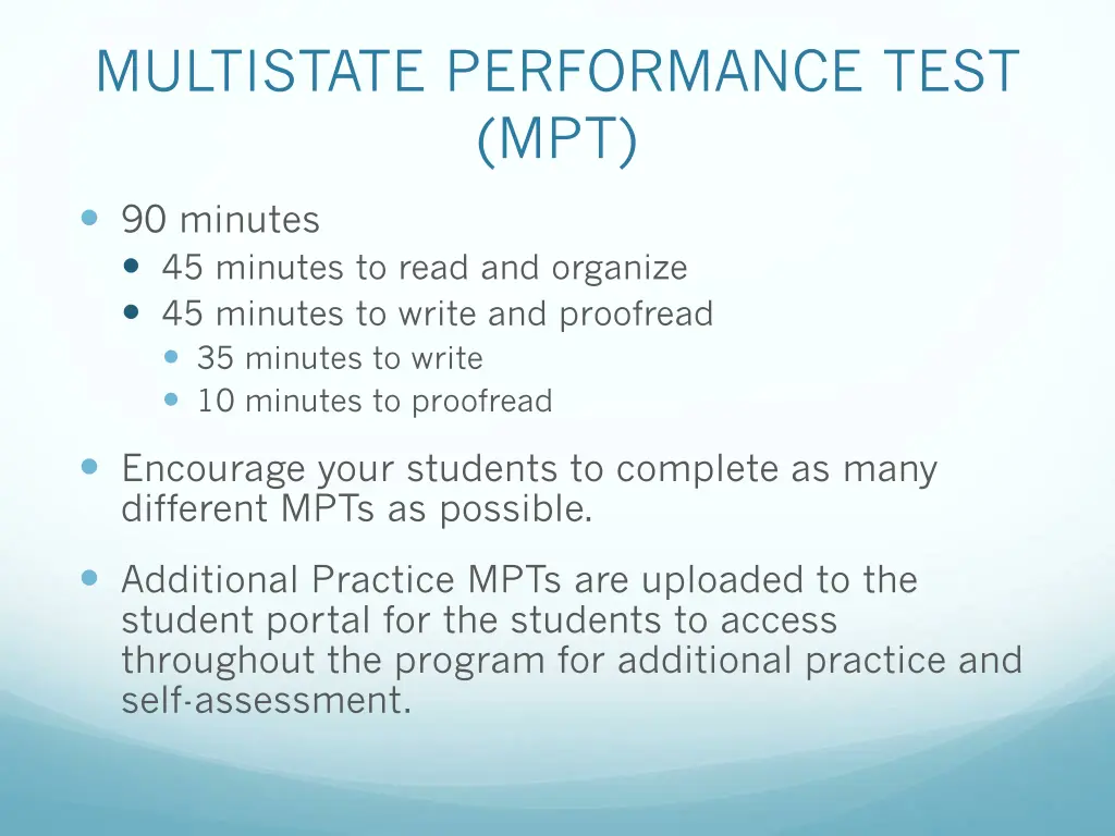 multistate performance test mpt 1