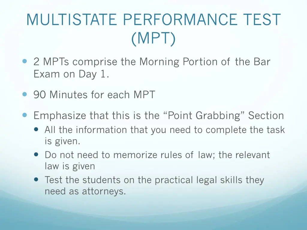 multistate performance test mpt