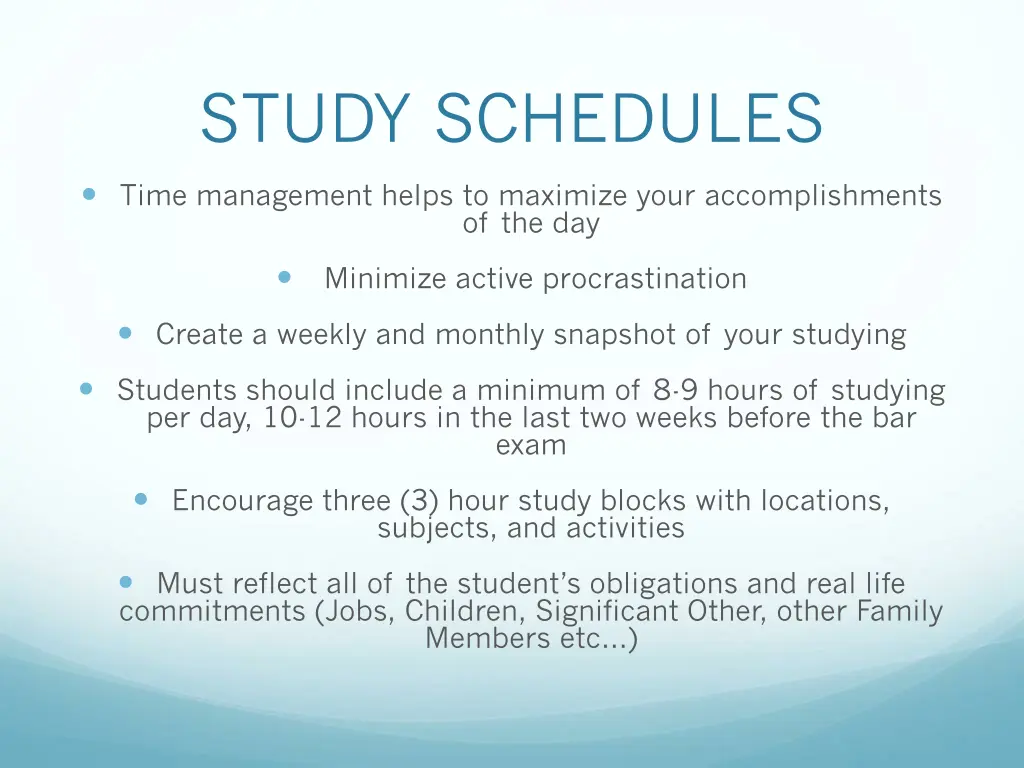 study schedules