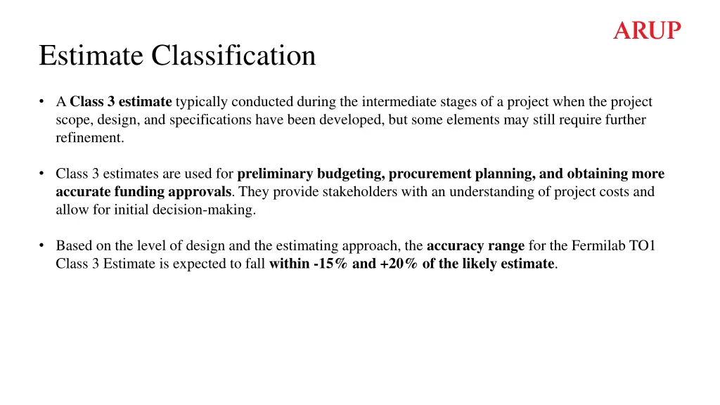 estimate classification