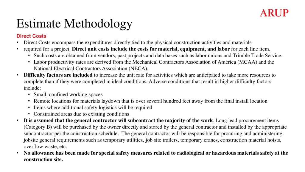 estimate methodology