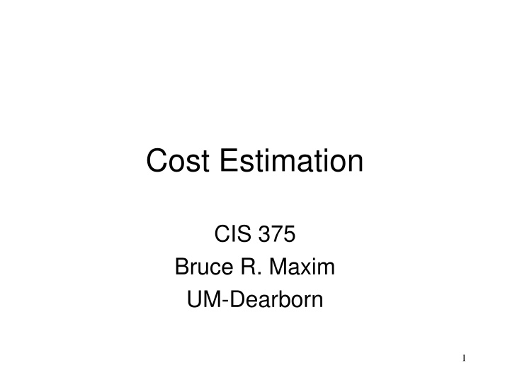 cost estimation