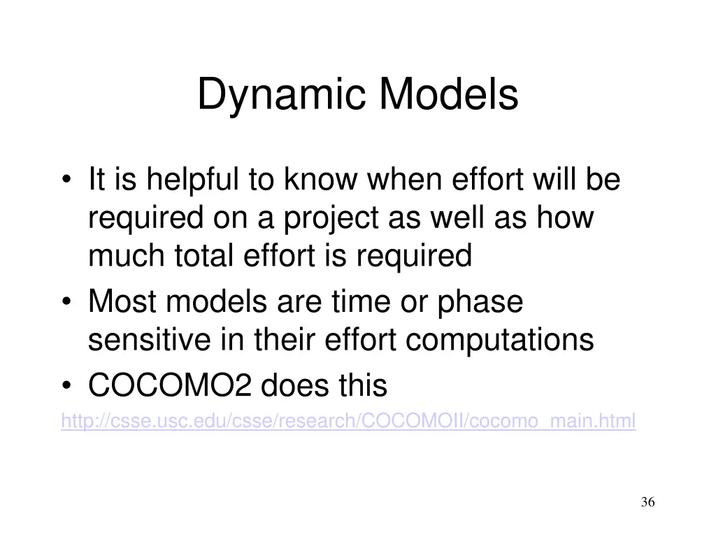 dynamic models